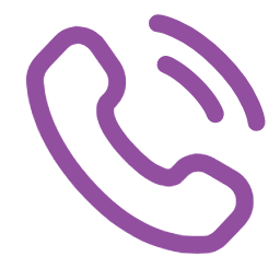 Purple phone icon with sound waves emanating from it, indicating a call or communication.